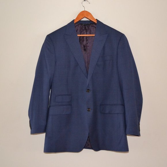 Coppley Drago blue tweed wool Super 130’s blazer sport coat jacket, sz 48 - Picture 9 of 13